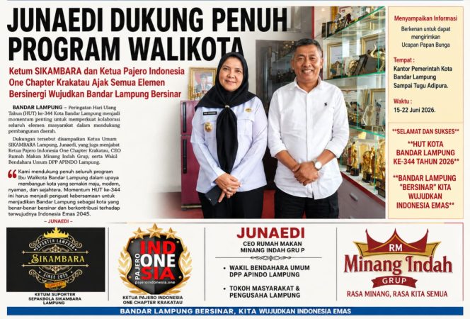 
 Junaedi Dukung Penuh Program Walikota Eva dan Ajak Semua Elemen Bersinergi Wujudkan Bandar Lampung Bersinar